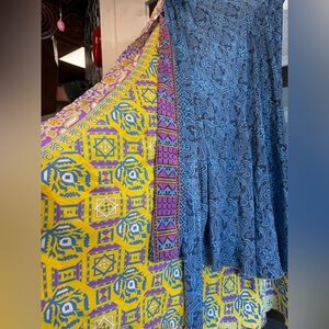 Darn Good Yarn Sari Wrap Maxi Skirt One Size 8–20 Boho Silky Sparkle